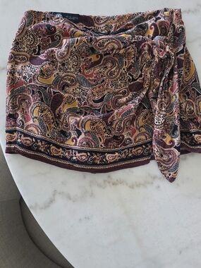 Zara Paisley Wrap Skirt in Burgundy, Mustard & Black